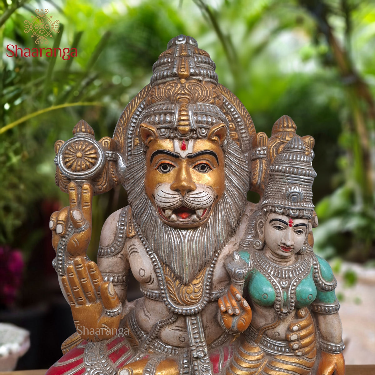 36 Inches Wooden Lakshmi Narasimha Swamy — Majestic Strength, Compassionate Grace