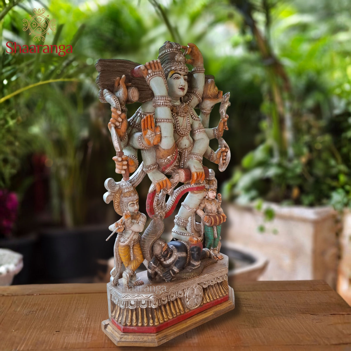 49 Inches Wooden Ten-Armed Dancing Shiva — Divine Rhythm, Extraordinary Craftsmanship