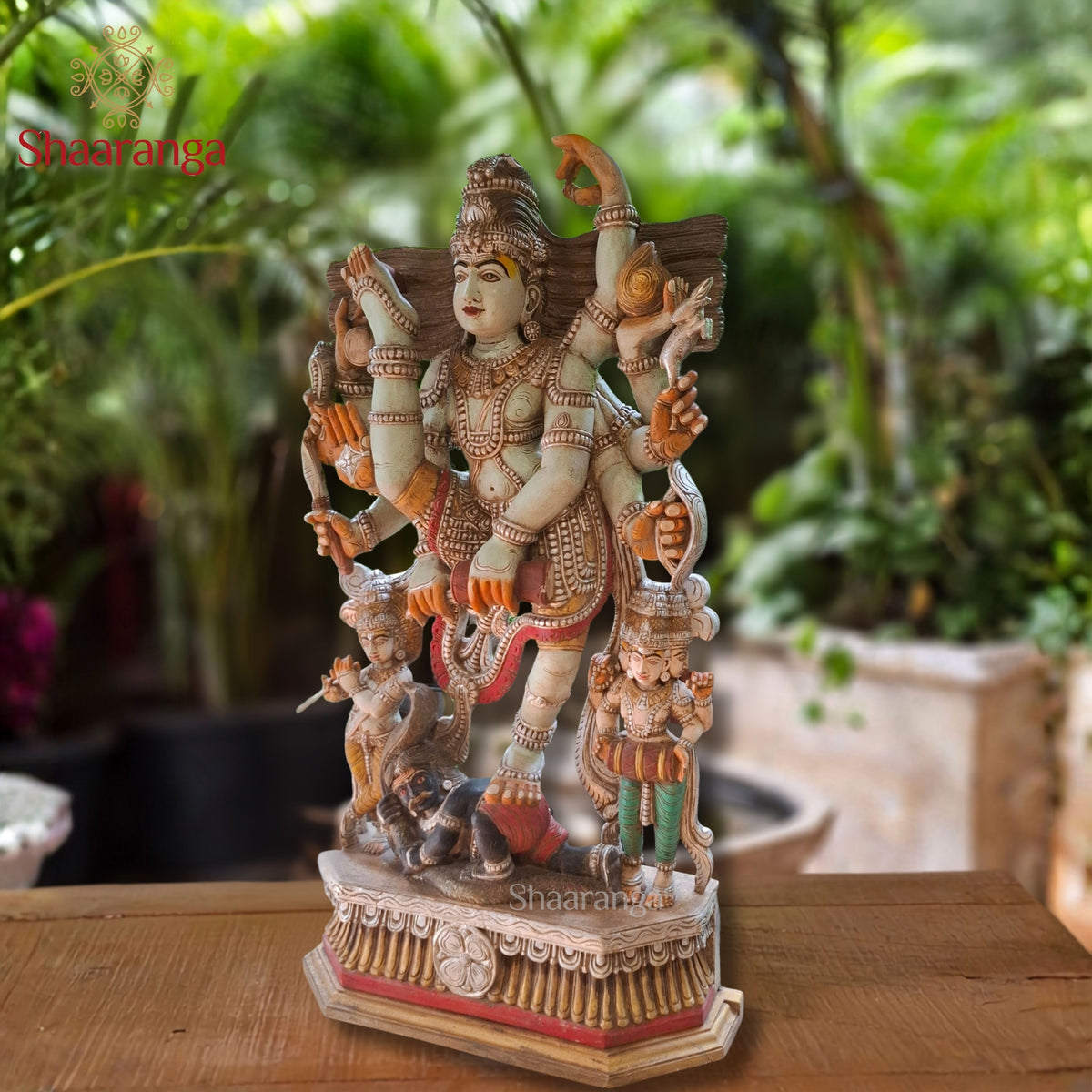 49 Inches Wooden Ten-Armed Dancing Shiva — Divine Rhythm, Extraordinary Craftsmanship