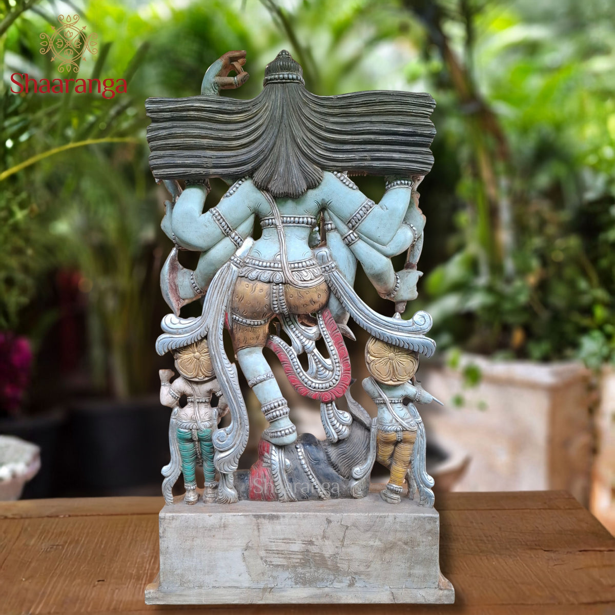 49 Inches Wooden Ten-Armed Dancing Shiva — Divine Rhythm, Extraordinary Craftsmanship