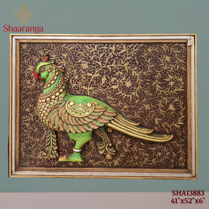 41 Inches Divine Parrot — Hand-Carved and Hand-Painted Wooden Wall Art