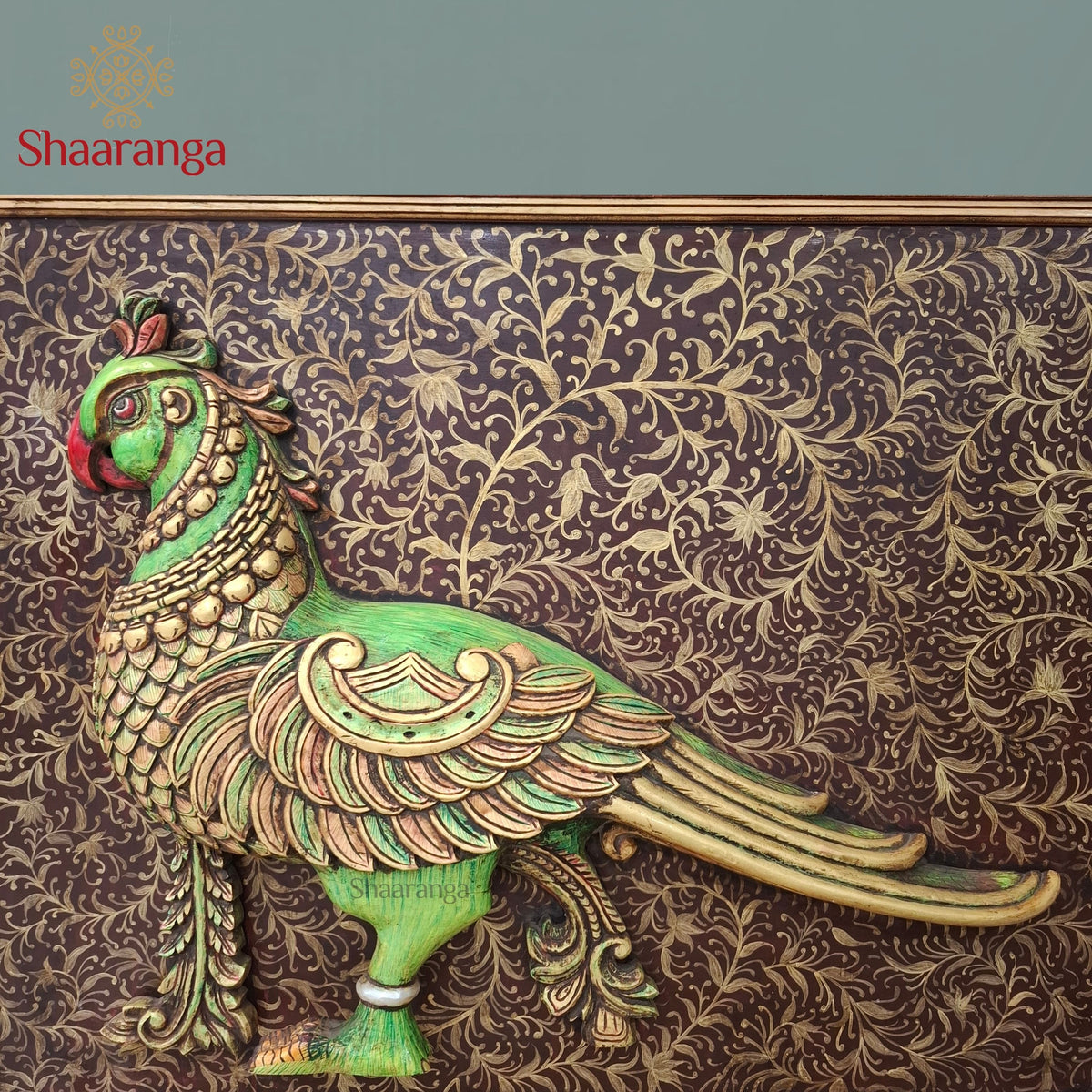 41 Inches Divine Parrot — Hand-Carved and Hand-Painted Wooden Wall Art