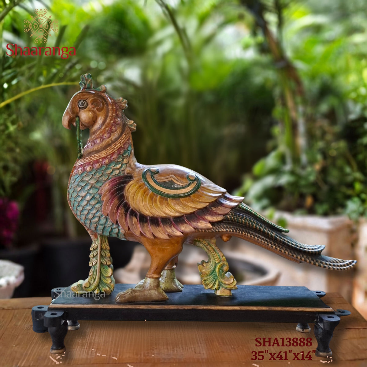 35 Inches The Divine Peacock — A Majestic Expression of South Indian Woodcraft