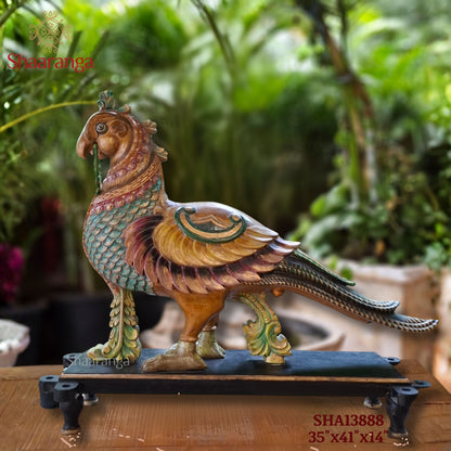 35 Inches The Divine Peacock — A Majestic Expression of South Indian Woodcraft