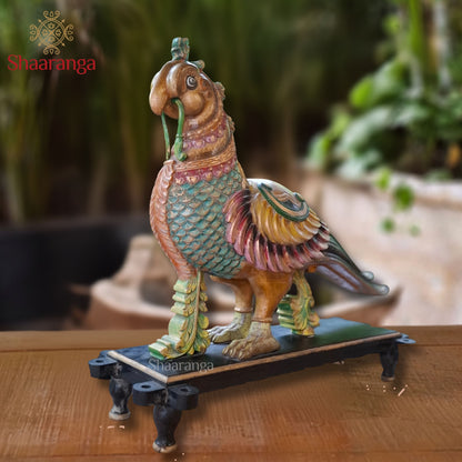 35 Inches The Divine Peacock — A Majestic Expression of South Indian Woodcraft