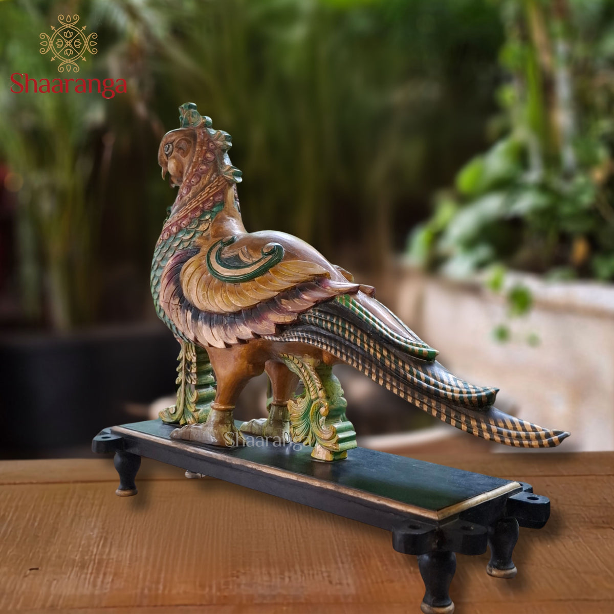 35 Inches The Divine Peacock — A Majestic Expression of South Indian Woodcraft