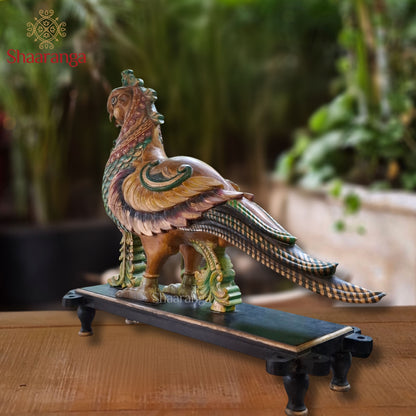 35 Inches The Divine Peacock — A Majestic Expression of South Indian Woodcraft