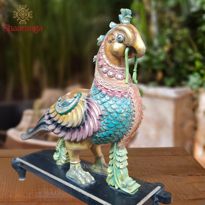 35 Inches The Divine Peacock — A Majestic Expression of South Indian Woodcraft