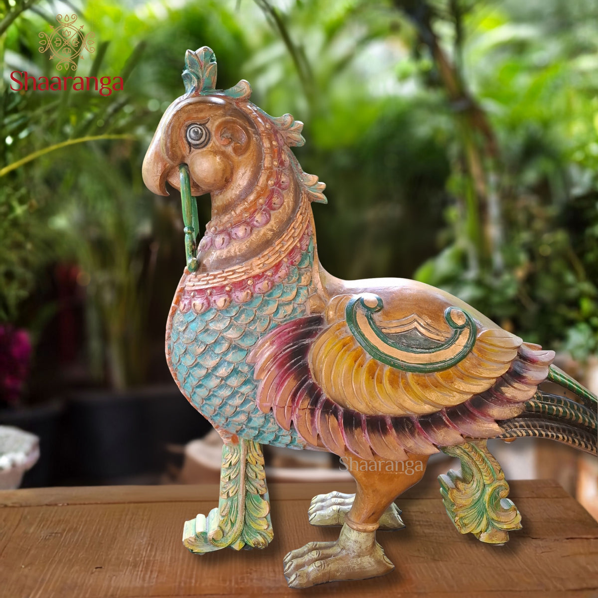 35 Inches The Divine Peacock — A Majestic Expression of South Indian Woodcraft