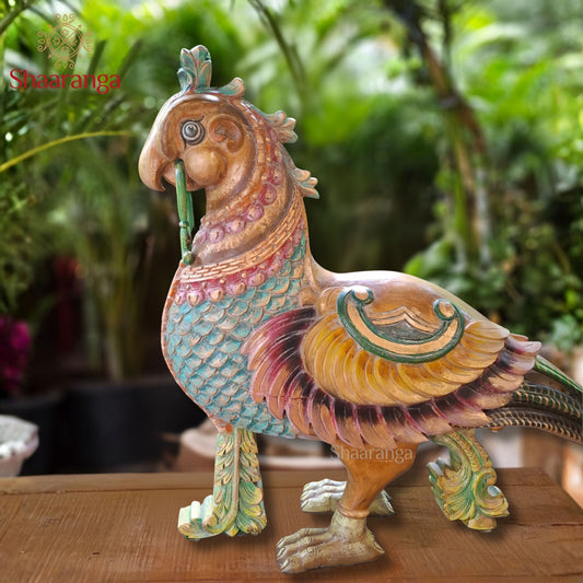 35 Inches The Divine Peacock — A Majestic Expression of South Indian Woodcraft