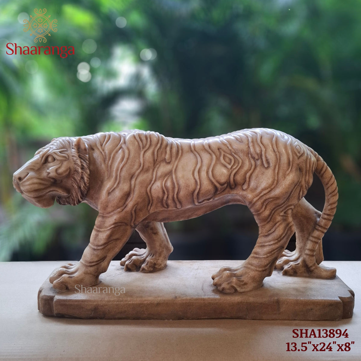 24 Inches Marble Tiger — Power Carved with Precision