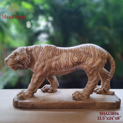 24 Inches Marble Tiger — Power Carved with Precision