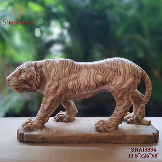 24 Inches Marble Tiger — Power Carved with Precision