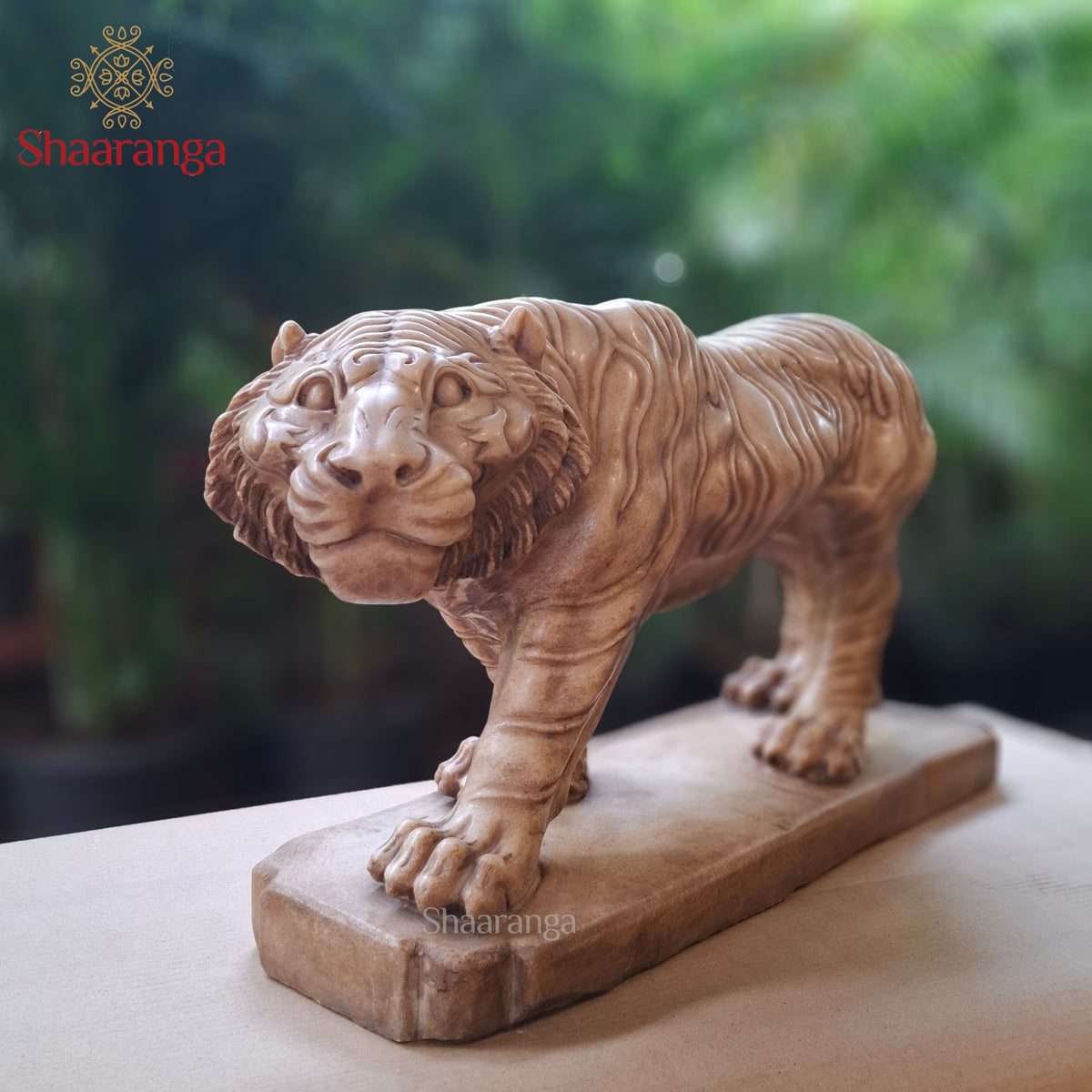 24 Inches Marble Tiger — Power Carved with Precision