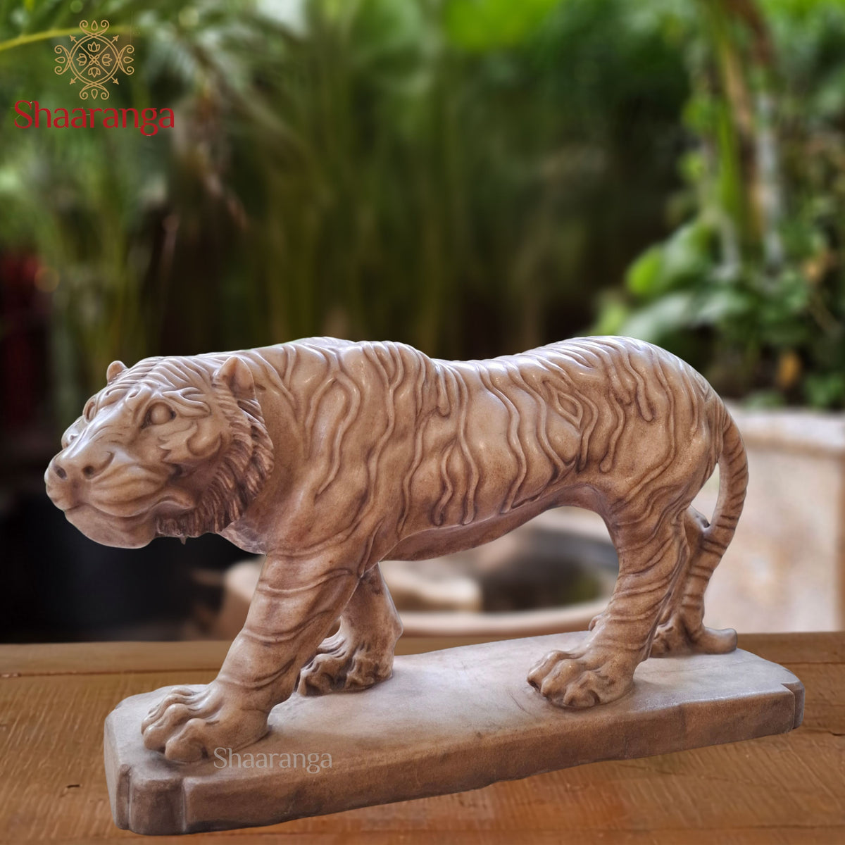 24 Inches Marble Tiger — Power Carved with Precision