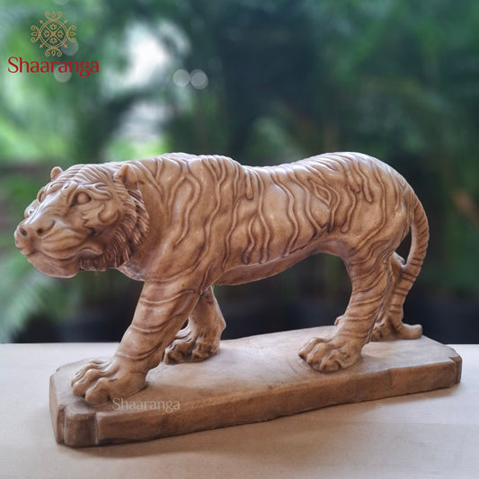 24 Inches Marble Tiger — Power Carved with Precision
