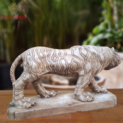 24 Inches Marble Tiger — Power Carved with Precision
