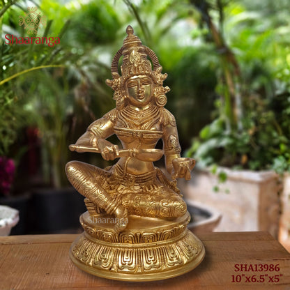 10-Inch Brass Annapurna Devi — The Blessing of Nourishment