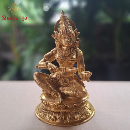 10-Inch Brass Annapurna Devi — The Blessing of Nourishment