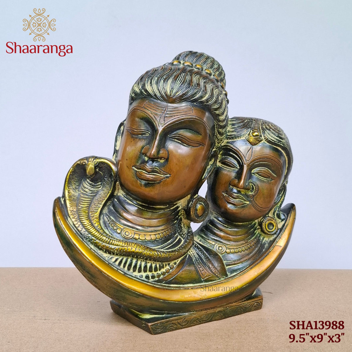 9.5 Inches Brass Antique Finish Lord Shiva Parvati