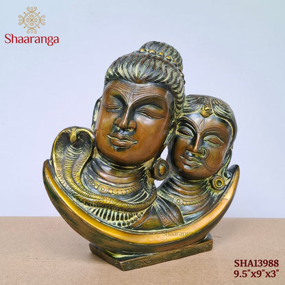 9.5 Inches Brass Antique Finish Lord Shiva Parvati
