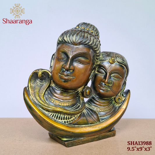 9.5 Inches Brass Antique Finish Lord Shiva Parvati