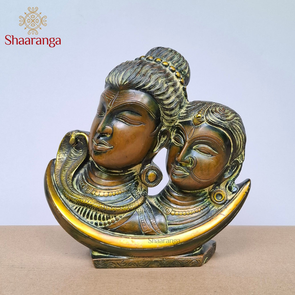 9.5 Inches Brass Antique Finish Lord Shiva Parvati