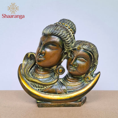 9.5 Inches Brass Antique Finish Lord Shiva Parvati