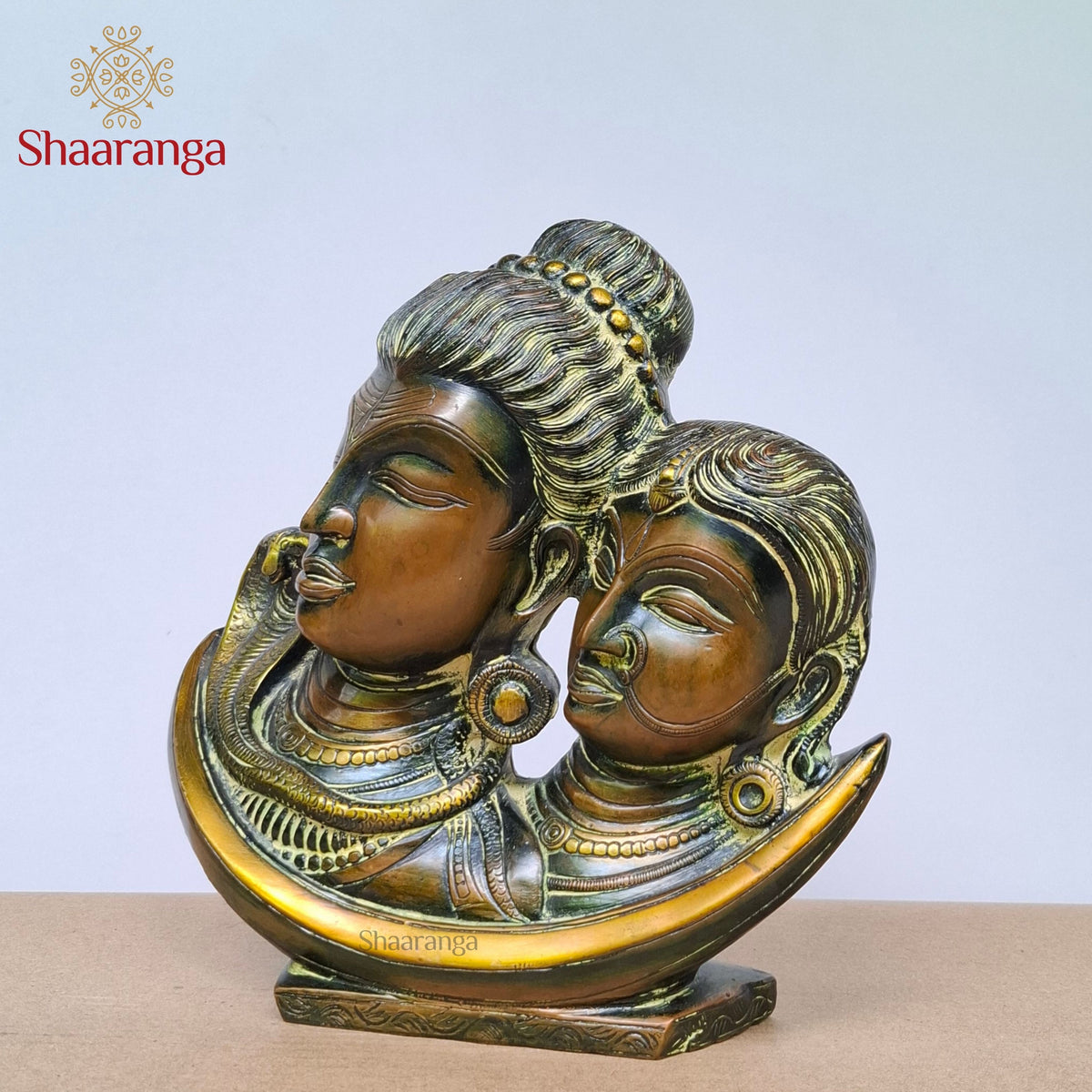 9.5 Inches Brass Antique Finish Lord Shiva Parvati