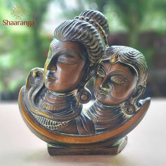 9.5 Inches Brass Antique Finish Lord Shiva Parvati