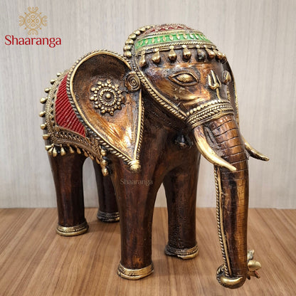 10 Inches Dokra Brass Elephant