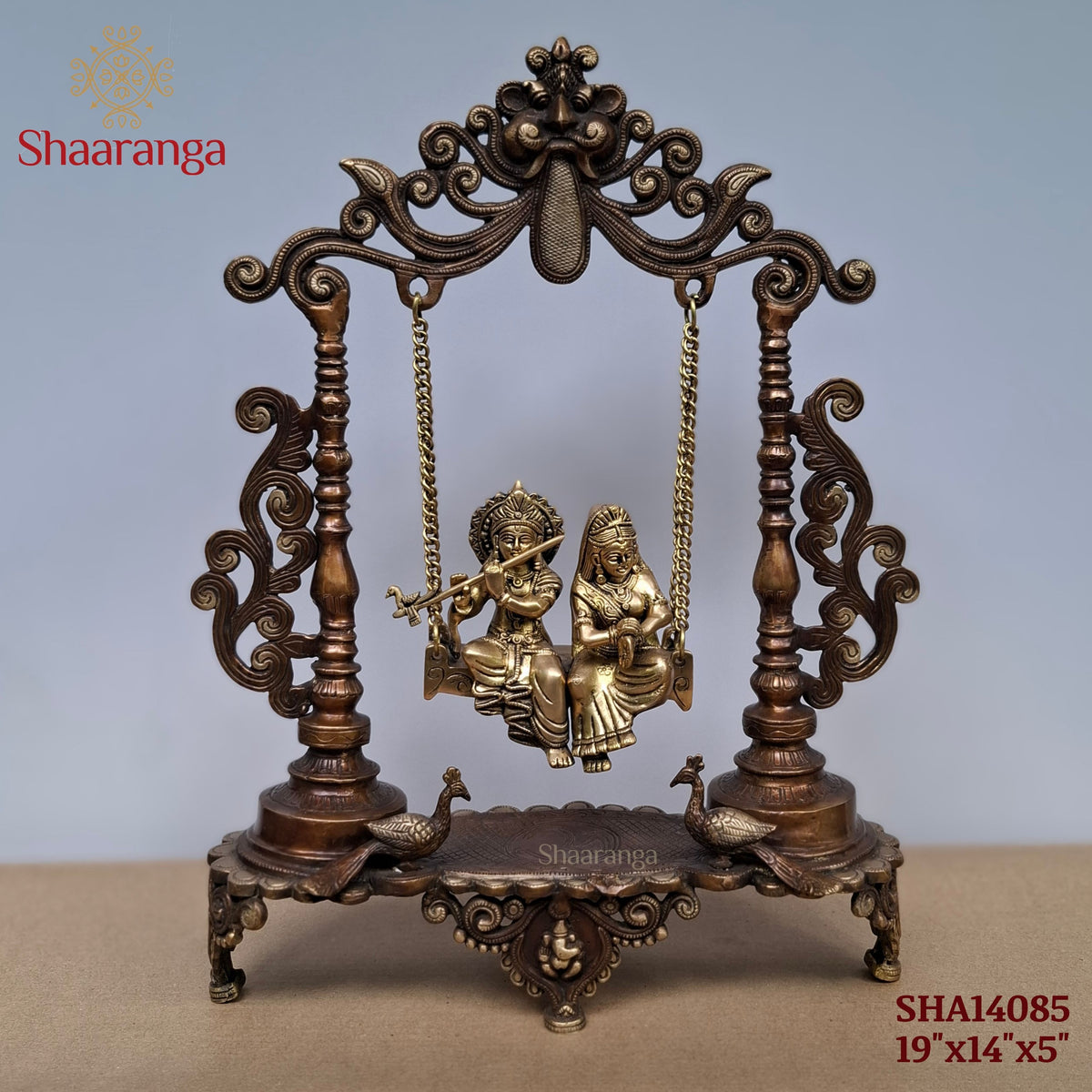 19 Inches Two-Tone Brass Radha Krishna on Swing