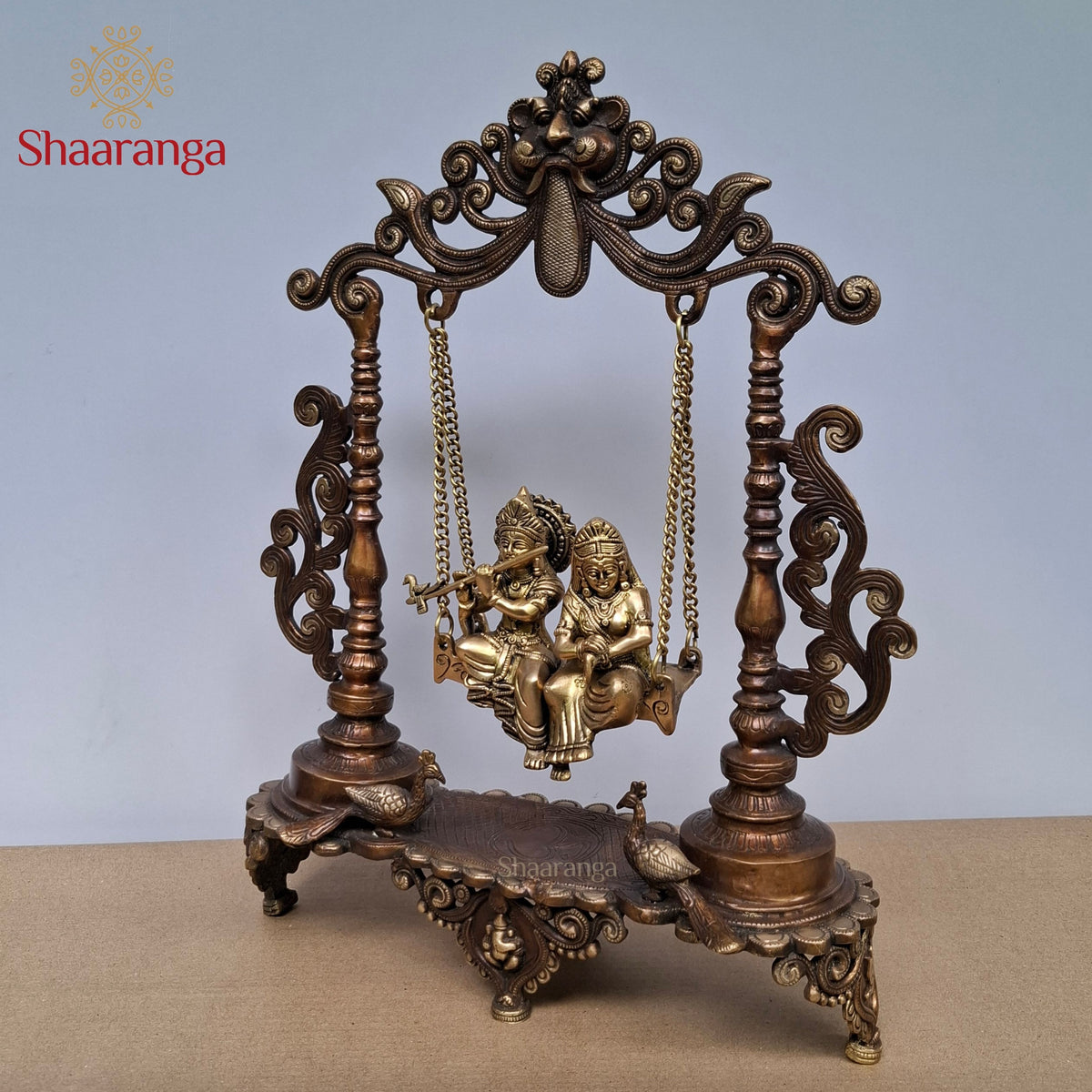 19 Inches Two-Tone Brass Radha Krishna on Swing
