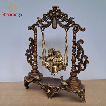 19 Inches Two-Tone Brass Radha Krishna on Swing