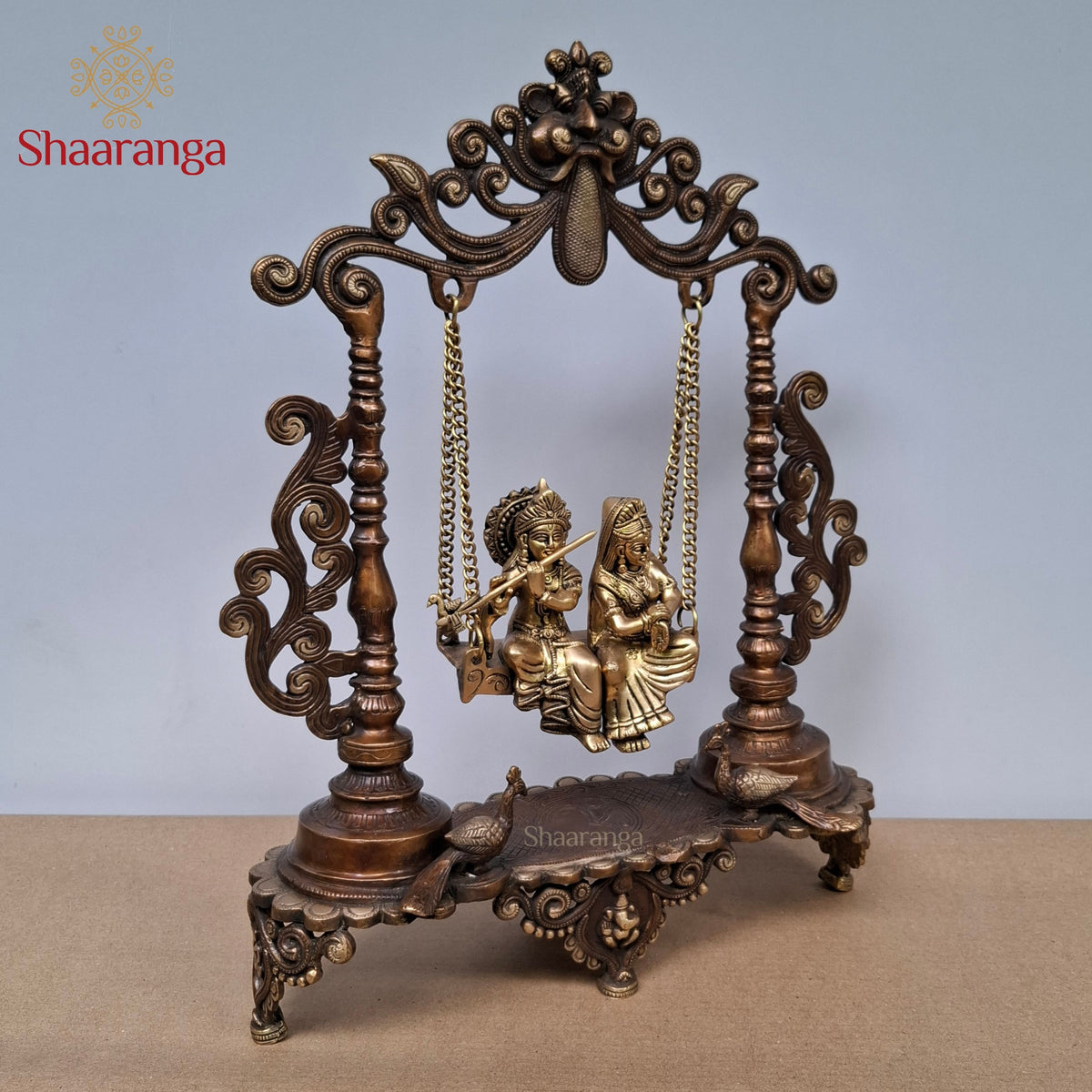 19 Inches Two-Tone Brass Radha Krishna on Swing