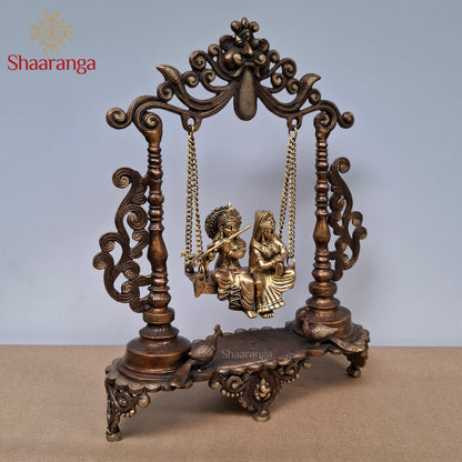 19 Inches Two-Tone Brass Radha Krishna on Swing