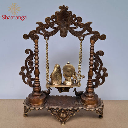 19 Inches Two-Tone Brass Radha Krishna on Swing