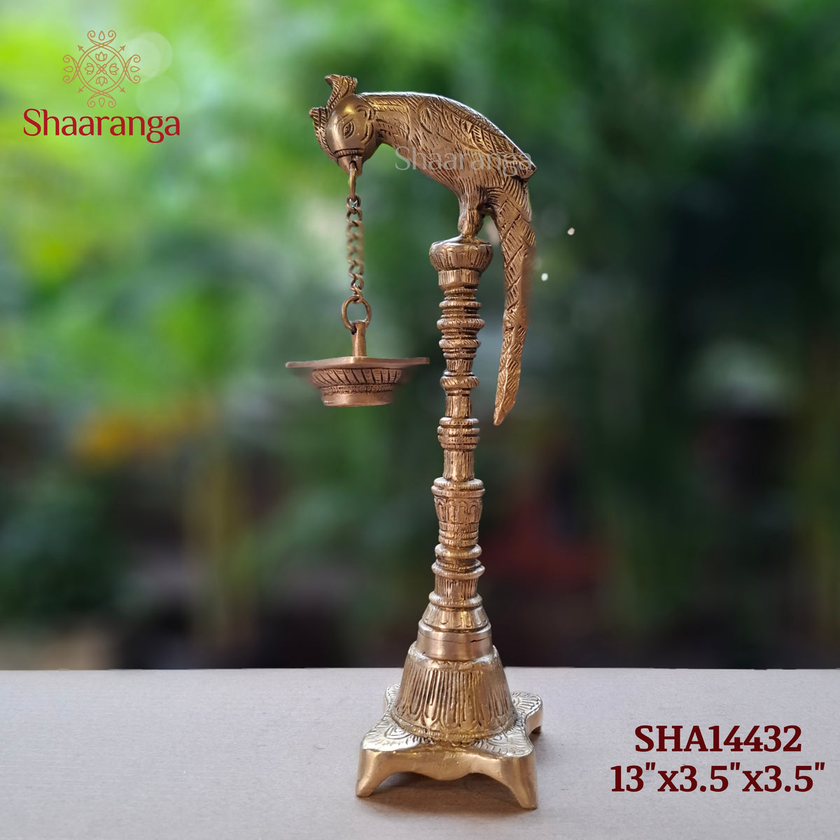 13 Inches Brass Parrot Lamp