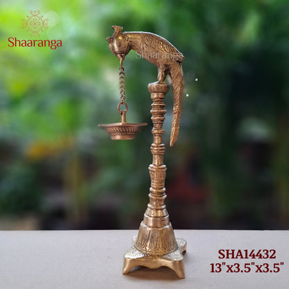 13 Inches Brass Parrot Lamp