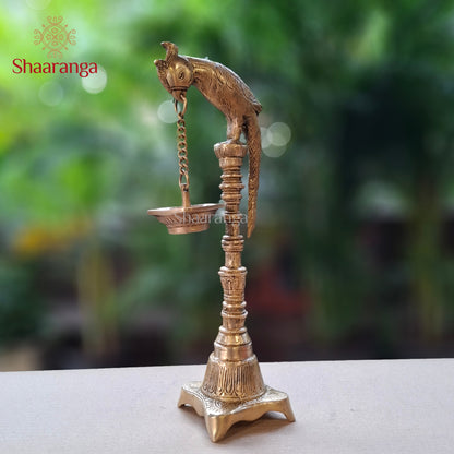 13 Inches Brass Parrot Lamp