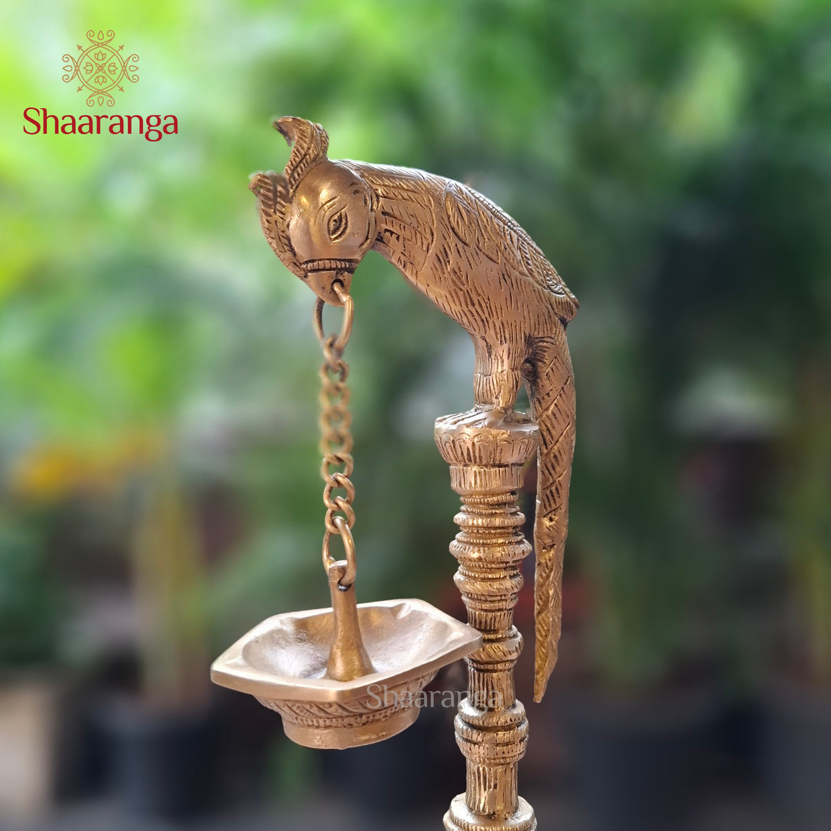 13 Inches Brass Parrot Lamp