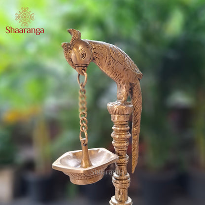 13 Inches Brass Parrot Lamp