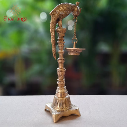 13 Inches Brass Parrot Lamp