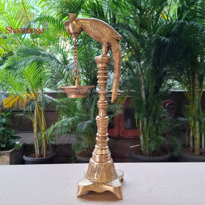 13 Inches Brass Parrot Lamp
