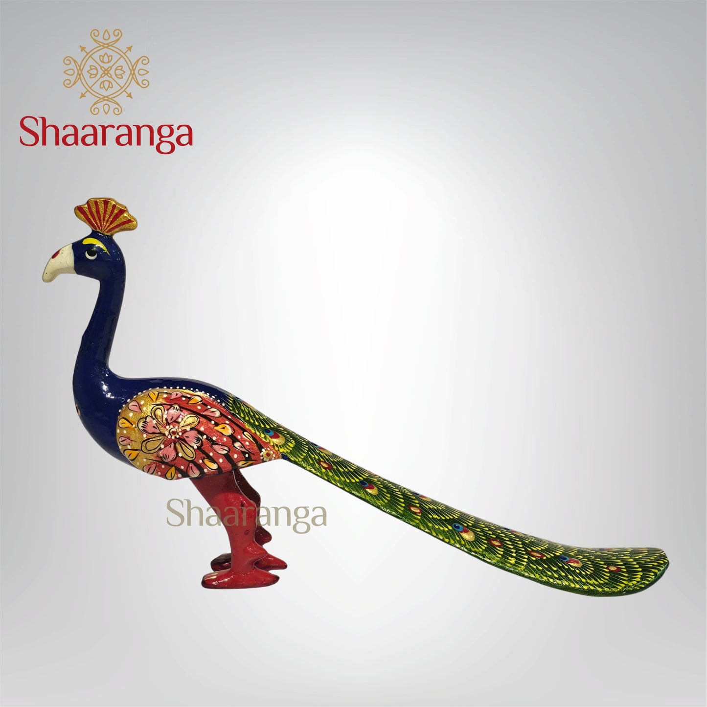 6.5 Inches Painted Peacock in Metal