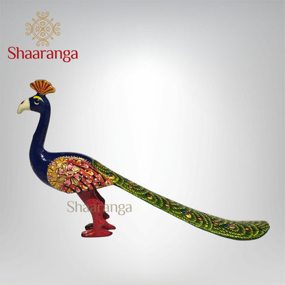 6.5 Inches Painted Peacock in Metal