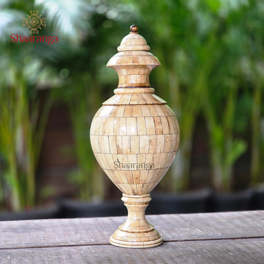 13 Inches Bone Surahi Pot with Lid