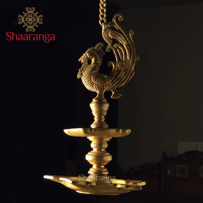 13 Inches Brass Bird Oil Lamp Hanging