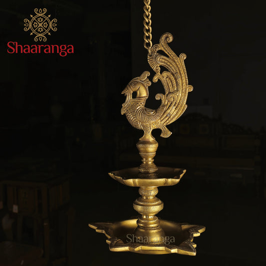 13 Inches Brass Bird Oil Lamp Hanging