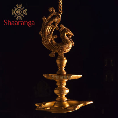 13 Inches Brass Bird Oil Lamp Hanging